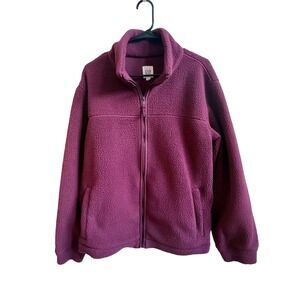 Gap Mens Sherpa Fleece Full Zip Jacket Burgundy Maroon XL Gorpcore Outdoors Cozy